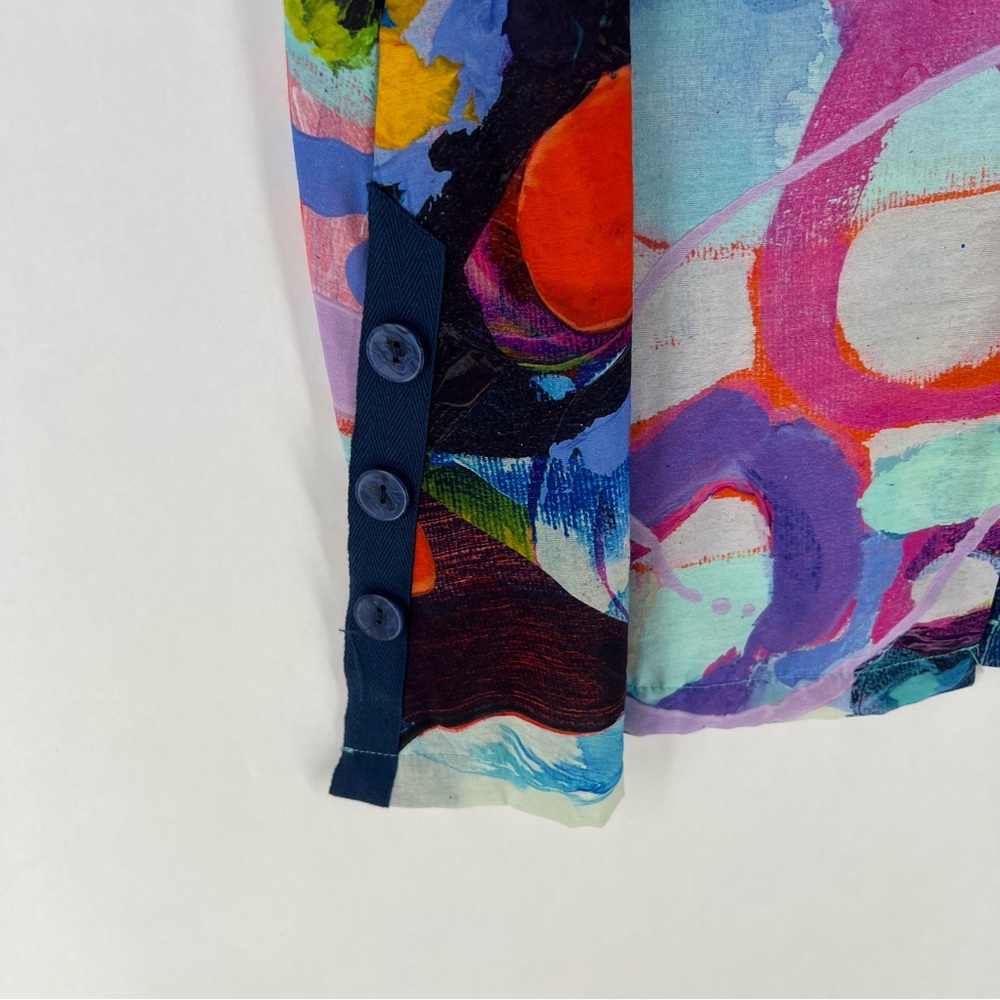 Claire Desjardins Colorful Abstract Sleeveless Button Front Tunic Lagenlook - Picture 5 of 16